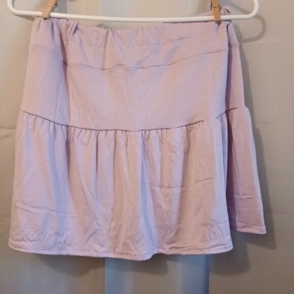 New Tiered Mini Skirt M 8/10 Lavender Drawstring waist Ribbon and beads Stretch - Picture 6 of 7